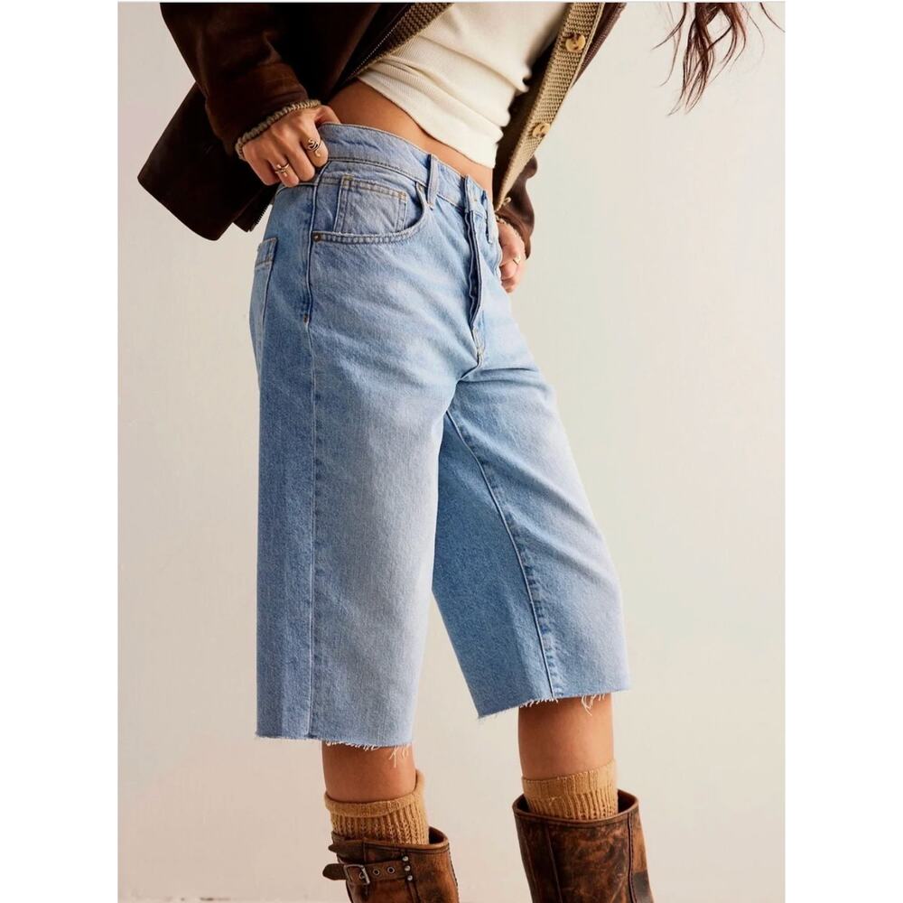 Free People Jam Session Relaxed Capri Jorts Size 26 NWT - Picture 2 of 16